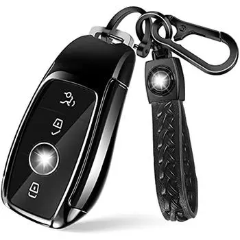 1 х чехол для ключей от машины, чехол для ключей, совместимый с чехлом для ключей Mercedes Benz, чехол для ключей Mb, чехол из ТПУ для класса ABCES Cla Gla Gle Glc Glk Amg (черный) 14x10x3cm