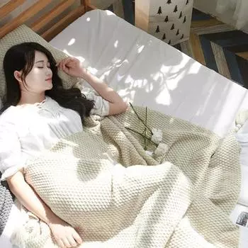 1 хлопковое вафельное одеяло для кровати, мягкое дышащее одеяло, легкое впитывающее влагу одеяло для дивана, кровати, офиса S серый