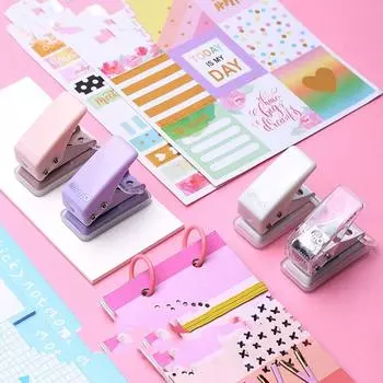 1 Hole Cute Hole Puncher Paper Cut Paper Single Hole Punch Cute DIY Mini Paper School Supplies Binding A4 Paper Card Notebook фиолетовый