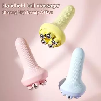 1 Household Hand-Held Roller Massager, Portable Muscle Relaxation, Abdominal, Leg Shaping Meridian Brush, For Both Men And Women розовый