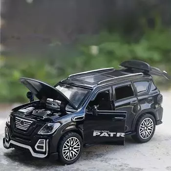 1:Игрушечный автомобиль из 36 сплавов, четырехдверный детский игрушечный внедорожник, автомобиль для мальчика, украшение для бездорожья, подарок чёрный