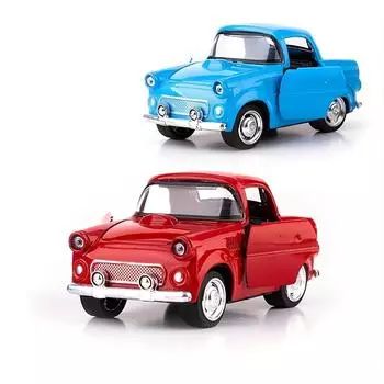1: Игрушечный автомобиль в стиле ретро из 38 сплавов. Детский игрушечный автомобиль. Игрушечный автомобиль с откатным механизмом. красный