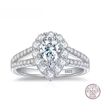 1 карат 5*8 мм полный муассанит капля воды кольца с бриллиантами грушевидной огранки для женщин серебро 925 пробы свадебное роскошное оригинальное обручальное кольцо 5