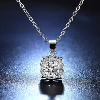 1 карат Hailui квадратная сумка имитация моцареллы бриллиантовое ожерелье женская мода ключица цепочка кулон