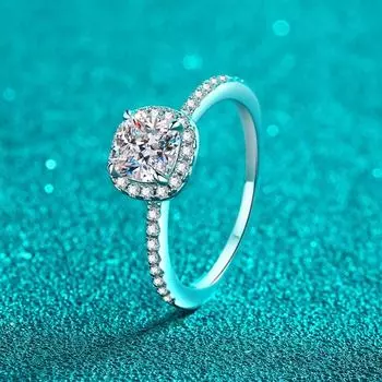 1 карат кольца с муассанитом огранки «подушка», модные вечерние женские и мужские ювелирные изделия, сертифицированные GRA s925, посеребренное кольцо 18 карат 6