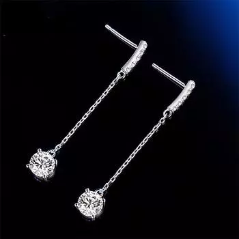 1 карат Муассанит Бриллианты Стерлингового Серебра 100% 925 Простые Модные Длинные Серьги-Висячие Кисточками Женские Ювелирные Изделия белый