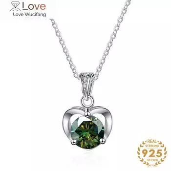 1 карат муассанит лабораторный бриллиант ювелирные изделия стерлингового серебра 925 пробы ожерелье в форме сердца кулон свадебная ключичная цепочка подарок 925 Silver