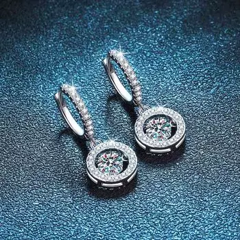 1 карат Муассанит серьги-капли для женщин серьги с бриллиантами «Бьющееся сердце» 100% S925 стерлингового серебра белое золото позолоченные ювелирные изделия