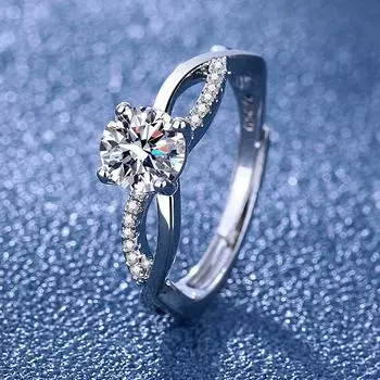 1 карат Новое высокоскоростное железнодорожное вокзал Восемь сердец и восемь стрел с покрытием Pt950 Открытое обручальное кольцо для женщин adjustable