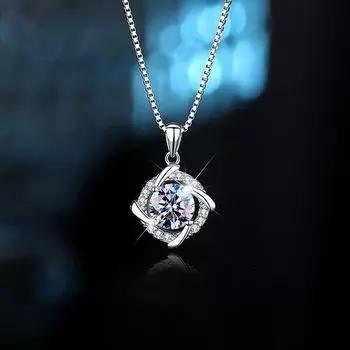 1-каратное бриллиантовое ожерелье из стерлингового серебра S925 пробы, женское модное вращающееся украшение в виде четырехлистного клевера 925