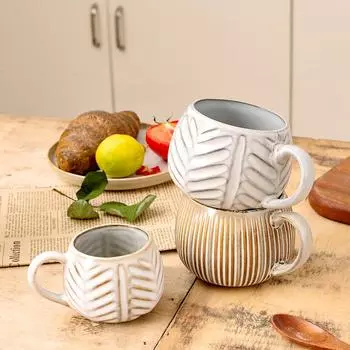 1 керамическая кружка, кофейная чашка, шоколадная молочная чашка, чайная чашка, рельефный дизайн реакции, большая емкость, лепка в виде шара 301-400ml