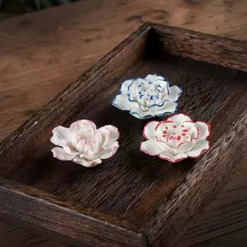 1 керамическая подставка для благовоний ручной работы в виде нити лотоса, креативная подставка для благовоний в стиле дзен, украшение для ароматерапевтической печи синий