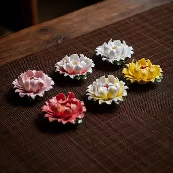 1 керамическая подставка для благовоний ручной работы в виде цветка пиона, антипригарное цветочное сиденье, ароматизатор и украшение для чайной церемонии в подарок