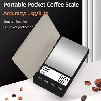 1 кг/0,1 г Мини карманные кофейные весы ЖК-цифровые весы бытовые весы грамматуры Большой дисплей белая подсветка таймер ювелирные весы