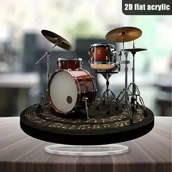 1 классическая акриловая барабанная установка, украшение для рабочего стола - двухстороннее украшение на музыкальную тематику, подходит для дома, офиса, спальни, кафе A
