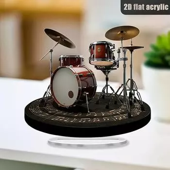 1 классическая акриловая барабанная установка, украшение для рабочего стола - двухстороннее украшение на музыкальную тематику, подходит для дома, офиса, спальни, кафе A