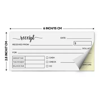 1 Книга чеков Безуглеродная бумага Книга чеков с благодарностью - Заказ на продажу Книга счетов для малого бизнеса - (По 50 штук каждого белого/желтого) 15*7cm