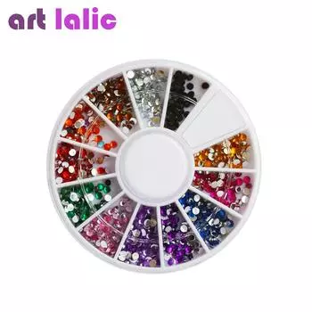 1 колесо, 2 мм, красочные стразы для ногтей с плоской задней поверхностью, хрустальное стекло, камень для ногтей, драгоценные камни, украшение для ногтей