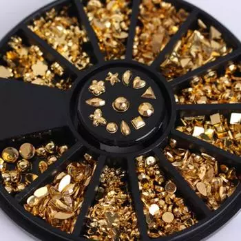 1 колесо, смешанные 12 форм, 3D шпильки для ногтей, художественный декор, инструменты для маникюра, украшения «сделай сам» розовый