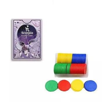 1 колода карт и 50 круглых игровых реквизитов, узор Скорпиона, синее ядро, игральные карты, повседневные развлечения, настольная игра в покер Scorpio