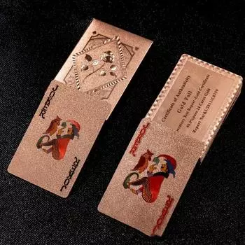 1 колода карт и 50 предметов круглых игровых реквизитов, фольга розового золота, пластиковые игральные карты из ПЭТ, водонепроницаемые и износостойкие игральные карты