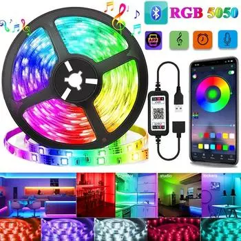 1 компл. 9,84 фута/16,4 фута/32,8 фута App Light Strip 5050 RGB светодиодные фонари для спальни, синхронизация музыки, изменение цвета, светильник для спальни, ТВ, подарок для вечеринки 1M