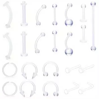 1 компл. акриловое прозрачное кольцо для пупка, бровей, ногтей, языка, штанги, кольцо для носа, ювелирные изделия для пирсинга