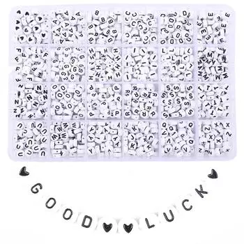 1 компл. акриловые бусины с буквами и цифрами, круглые круглые отдельные бусины с алфавитом для изготовления ювелирных изделий