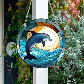 1 компл. акриловый кулон двусторонний рисунок животного красочный подвесной орнамент для дома и улицы C
