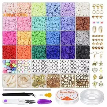 1 компл. DIY бусины из полимерной глины, бусины для рукоделия, красивые 24 цвета, набор из бисера для изготовления браслетов, ювелирные аксессуары 1 Set