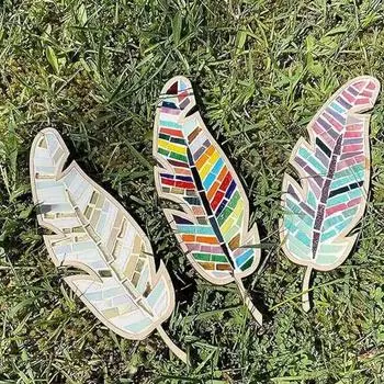 1 компл. DIY мозаика перо любовь сердце угол птица цветок кошка мозаика комплект головоломки ручной работы украшения для дома и офиса товары для рукоделия подарки на день рождения 4