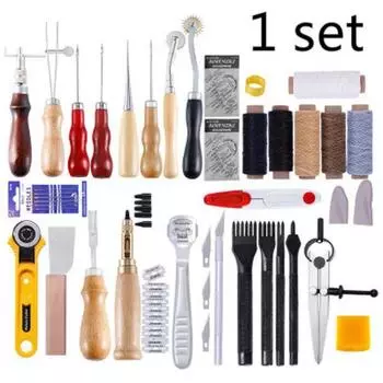 1 компл. DIY профессиональный кожаный ремесленный набор инструментов для ручного шитья, пробойник для резьбы по дереву, набор аксессуаров для канавок 1 set
