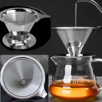 1 компл. фильтр-воронка для кофе, капельница для кофе из нержавеющей стали, термостойкий многоразовый конусный фильтр для домашней кухни B S
