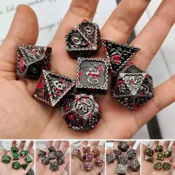 1 компл. Игрушечные кости Металлическая шкала подземелья Декор Многогранные подземелья различных форм Полированная нержавеющая доска для игры в кости Ролевая игра Кости