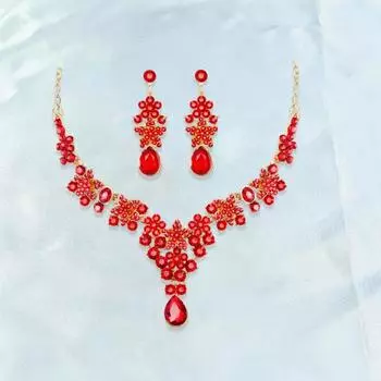 1 компл. комплект ювелирных изделий для невесты из искусственного кристалла, симметричное роскошное ожерелье, висячие серьги, вечерние, свадебные, висячие серьги, комплект ушей, украшения для шеи, ювелирные изделия зелёный