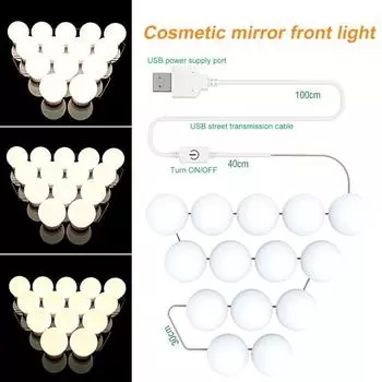 1 компл. лампы для зеркала для макияжа, широкое применение, многоцелевой алюминиевый простой набор светодиодных лампочек для косметического зеркала с питанием от USB, для дома