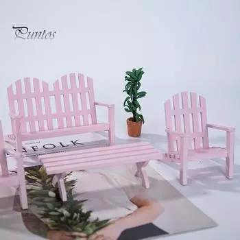1 компл., мини-стол, стул, высокая имитация украшения, деревянный масштаб 1/12, модель стула для кукольного домика для садовой сцены синий