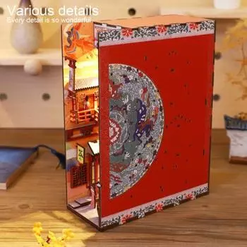 1 компл. миниатюрный кукольный домик с богатой структурой, интеллектуальный датчик тела, световой книжный уголок, миниатюрный комплект для кукольного домика, товары для дома красный