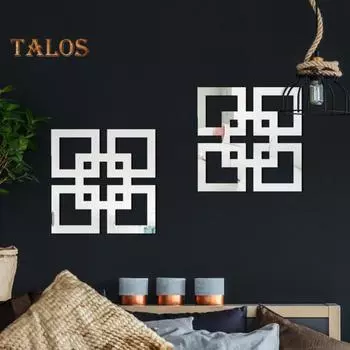 1 компл. Наклейка на стену, привлекательная декоративная гладкая отличная деревянная наклейка на стену, зеркало, домашний декор серебряный