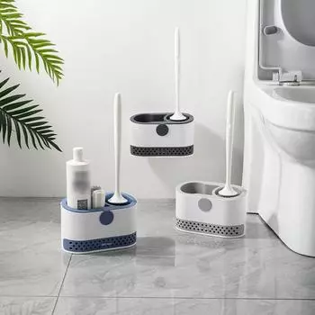 1 компл., настенная щетка для унитаза, бытовая, без мертвого угла, для ванной, для чистки унитаза, силиконовая щетка, набор для чистки унитаза, аксессуары для ванной комнаты Single Brush серый