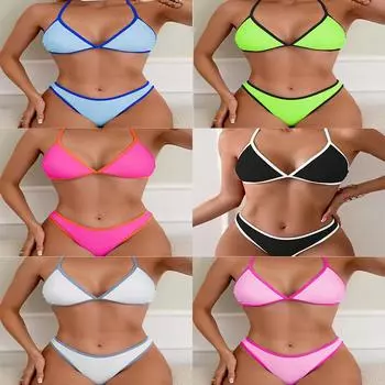 1 компл., новый цвет, сексуальное бикини с лямкой на бретельках для женщин, пляжный купальный костюм с горячими источниками, бикини XS белый