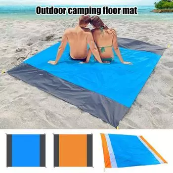 1 компл. одеяло для пикника на открытом воздухе с сумкой на шнурке с карабином водонепроницаемый пескозащитный складной коврик для машинной стирки прямоугольный коврик для кемпинга и пляжа L оранжевый