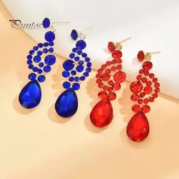 1 компл. ожерелье невесты сверкающие роскошные благородные элегантные серьги-гвоздики со стразами синего цвета, комплект свадебных украшений синий