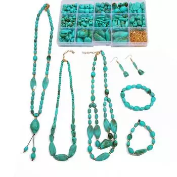 1 компл./пакет имитация бирюзы DIY браслет ожерелье серьги аксессуары материалы набор инструментов 1set/bag