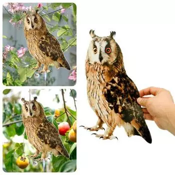 1 компл.. Подвеска в виде совы. Эффективный репеллент от птиц. Двусторонний орнамент с принтом совы для окон в саду, патио. D