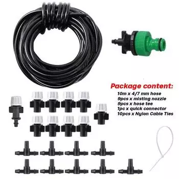 1 компл., противотуманные насадки, система орошения, портативное запотевание, автоматический полив, 10 м, садовый шланг, распылительная головка с тройником 4/7 мм и разъемом 1 Set