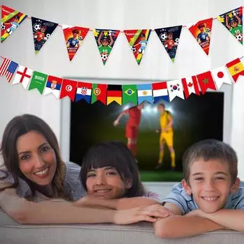 1 компл. реквизит для футбольной вечеринки в стиле кантри, веревка для флага, международные флаги, подвесные украшения, баннеры, аксессуары для самостоятельного изготовления
