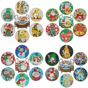 1 компл. Рождественская алмазная живопись подставка с держателем Санта-Клаус Снеговик Гном Круглый DIY украшение стола B