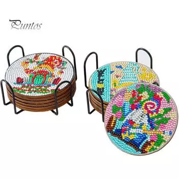 1 компл. Рождественская алмазная живопись подставка с держателем Санта-Клаус Снеговик Гном круглый DIY украшение стола подстаканник коврик для взрослых детей подарок для начинающих C