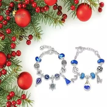 1 компл.. Рождественский аксессуар для браслета, подвеска в рождественском стиле, снежинка, декор со стразами, Лось, новогодние украшения, сделай сам, материал, коробка A